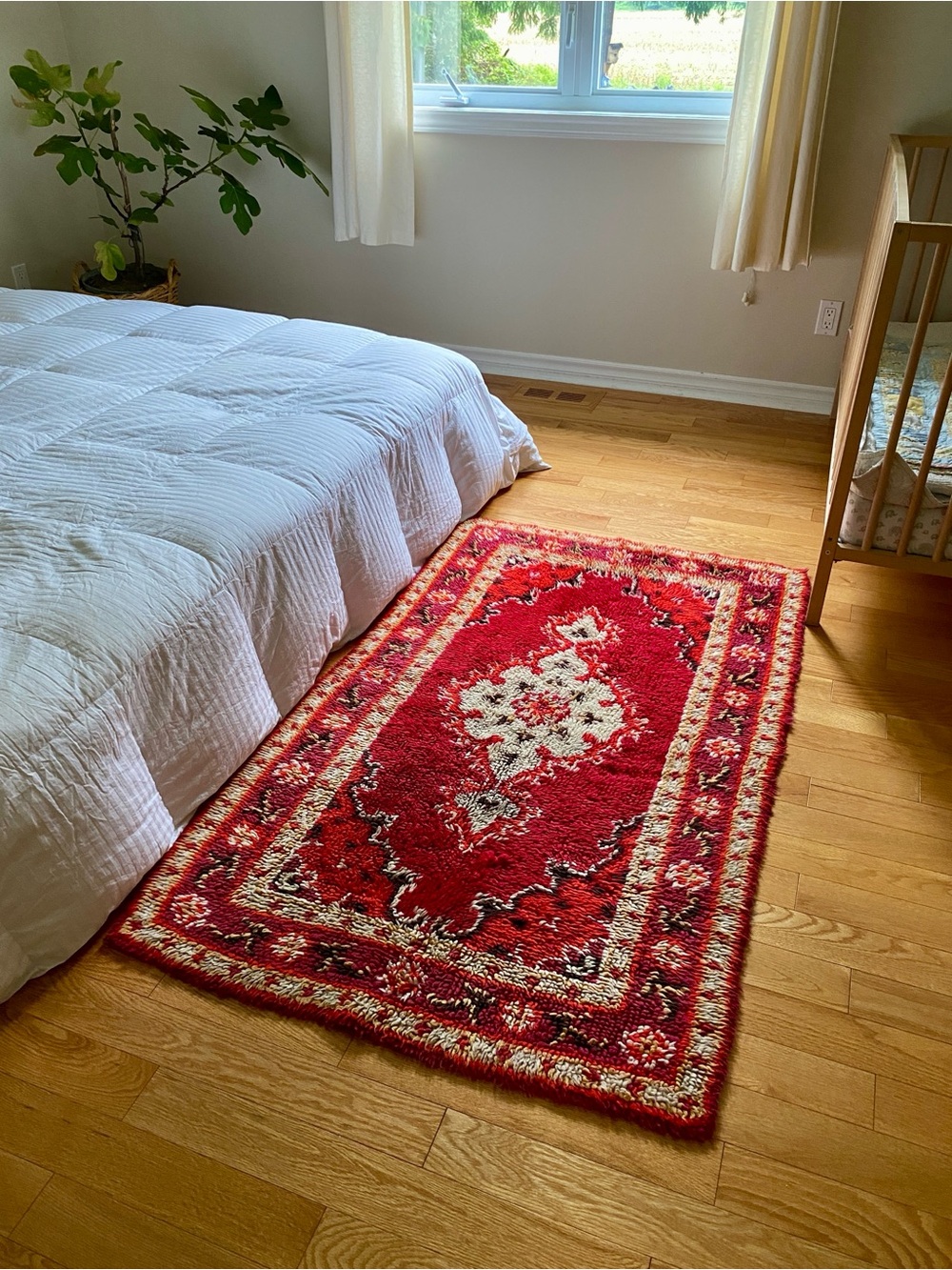 Vintage High-Pile Red Rug 60"x36"